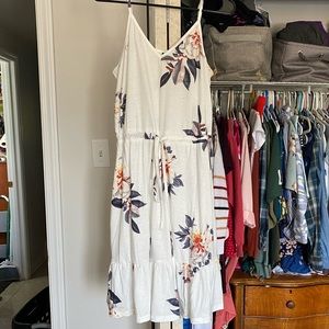 White floral summer dress with pockets